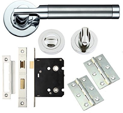 DJM Direct Dual Finish Lever Internal Door Handle Bathroom Pack - Satin/Polished Chrome