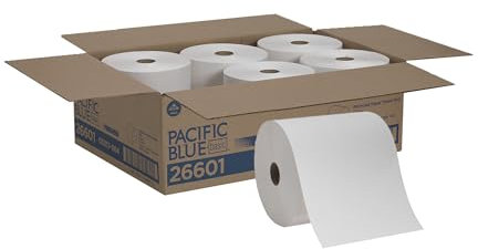 Pacific Blue Basic Rollos de papel para toallas reciclado (anteriormente marcado, Envision) por GP PRO, 800 ft, blanco, 6