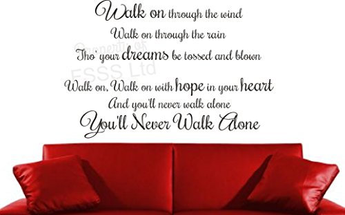 LIVERPOOL NEVER WALK ALONE WALL quote VINYL STICKER DECAL 100 X 60CM