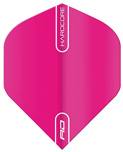 RED DRAGON Hardcore XT Colours Extra Thick Standard Dart Flights - 5 Sets Per Pack (15 Dart Flights in total) (Fluoro Pink)
