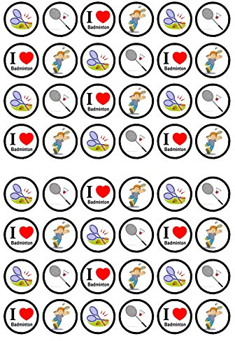 48 Badminton Edible Wafer Paper Mini Cupcake Toppers, Cake Pops, Cookies