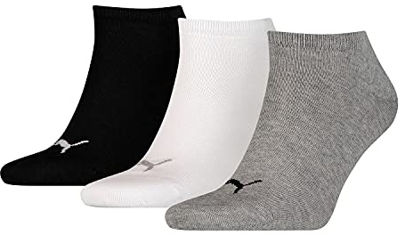 3 pair Puma Sneaker Invisible Socks Unisex Mens & Ladies In 3 Colours, color:882 - grey/white/black, Socken & Strümpfe:47-49