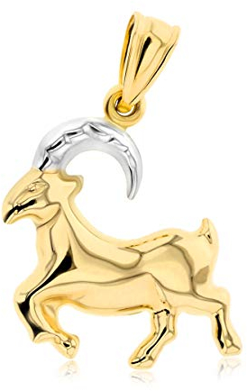 GOLDANHÄNGER STEINBOCK 585ER GELB- WEISSGOLD 14 KARAT KETTENANHÄNGER STERNZEICHEN 8024