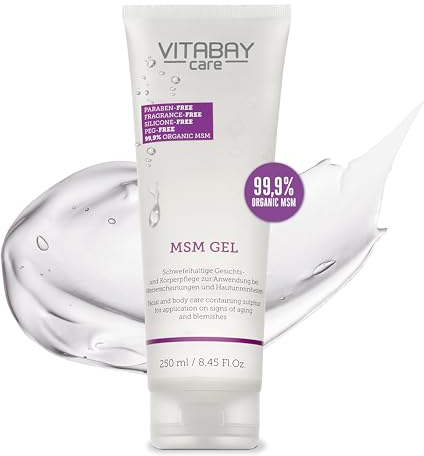 Vitabay MSM Gel Sensitive 250 ml - MSM Gel für Gesicht und Körper mit organischem Schwefel - Gegen Unreinheiten und Alterserscheinungen - MSM Schwefel Gel MSM Schwefel Salbe Gesicht - MSM Körpergel