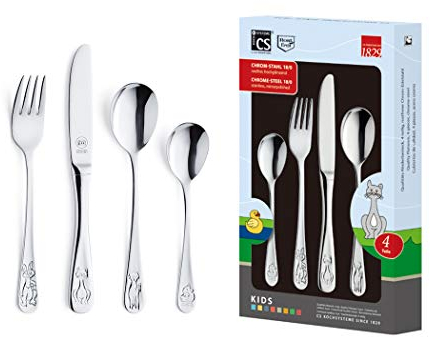 Carl Schmidt Sohn Kids Kinderbesteck 4tlg, Edelstahl, blau, 4