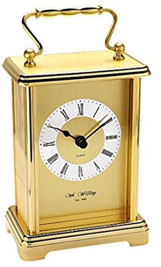 Widdop William Brass Effect Carriage White Dial Clock Quartz Movement