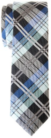 Retreez Herren Schmale Gewebte Krawatte Elegante Tartan Plaid Karo 5 cm - dunkelgrau und blau