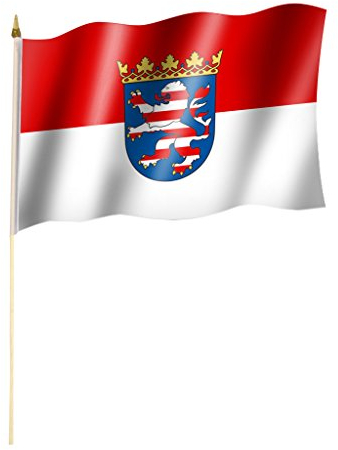 Stockflagge/Stockfahne HESSEN Flagge/Fahne ca. 30 x 45 cm mit ca. 60cm Stab/Stock