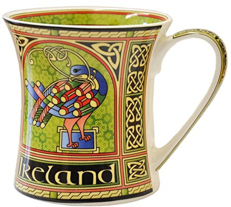 Royal Tara Kaffee Teebecher mit keltischen Knoten Irischem Design Knochenporzellan 325 ml (Irland Pfau)