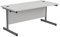 Office Hippo Rectangular Cantilever Desk - Heavy Duty Home Office Table with Integrated Cable Ports, PC Desk - Silver Frame/White Top, 120cm x 80cm