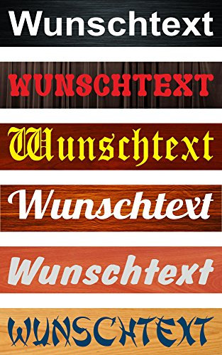 Melis-Folienwerkstatt Schild Wunschtext Wunschname – 52x11cm – 10 Designs + 10 Schriften + Bohrlöcher Aufkleber Hartschaum Aluverbund -S00154B