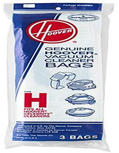Hoover Vacuum Cleaner Bags for Celebrity Canister Vacs, Pack of 3, White-Green, Type H, Part # 4010009H, Hoover Vacuum Bags Refill