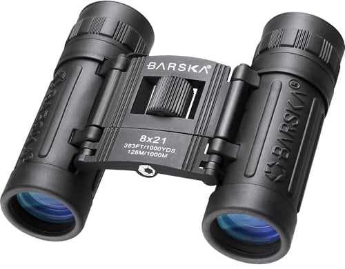 Barska Lucid View 8 X 21 Binoculars Black Compact Lightweight Fully Coated Optics Bright Images Protective Rubber Armor Firm Grip Field Use Backpacking Pocket Size Ideal Travel Concerts Sport Events