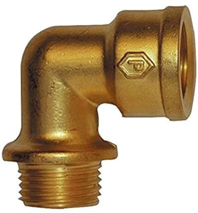 Cornat Winkel 90 Grad, Messing blank mit Innen und Außengewinde, A 1/2 IG, B 1/2 Zoll , 1 Stück, T396101
