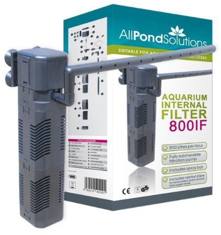 allpondsolutions Fish Tank Filter, 800IF Internal Aquarium Water Filter for Small Coldwater or Tropical Aquariums for Tanks Up to 150 Litres – Include Spray Bar and Venturi to add Oxygen.
