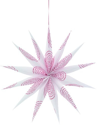 Red & White Plissee Stern 28mm Punkte [A]