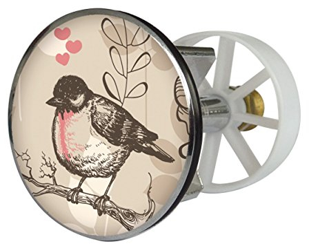 Waschbeckenstöpsel Design Vogelhochzeit | Abfluss-Stopfen aus Metall | Excenterstopfen | 38 – 40 mm