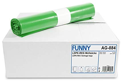 Funny LDPE-Regenerat Müllsäcke, grün, gerollt, 120 l, Typ 60, 1er Pack (1 x 250 Stück)
