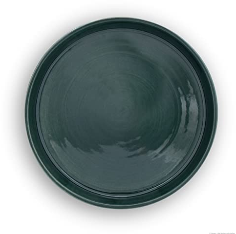K&K Keramik Unterschale/Untersetzer rund witterungsbeständig Außen Ø16 cm, Innen Ø13 cm robust, dickwandig für Blumentopf Pflanzkübel Vogeltränke Farbe: grün
