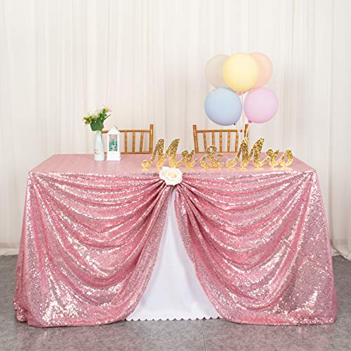 ShinyBeauty Tovaglia Sequin-125x180cm-Tessuto in paillettes oro rosa Matrimonio Tovaglia in oro rosa per feste Tovaglia Sparkle Tovaglia con paillettes Rettangolo per eventi