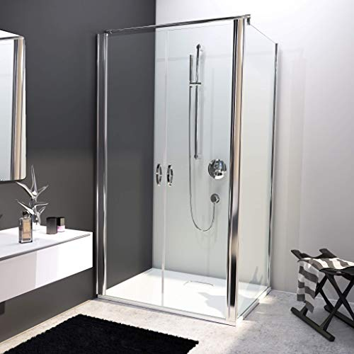 BIJON Duschkabine 130x100 Eckdusche Pendeltür, Klarglas 6mm ESG, Duschabtrennung, Dusche, Duschwand, Duschglaswand, Duschtür Nano - Größe: 130 x 100 cm, Höhe: 195 cm