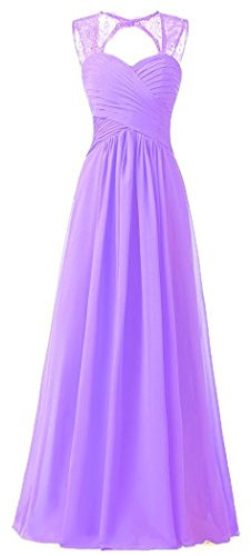 Beonddress Damen Chiffon Brautjungfernkleider Ballkleid Abendkleider lang Hochzeitskleid Cocktail Party(Flieder,44)
