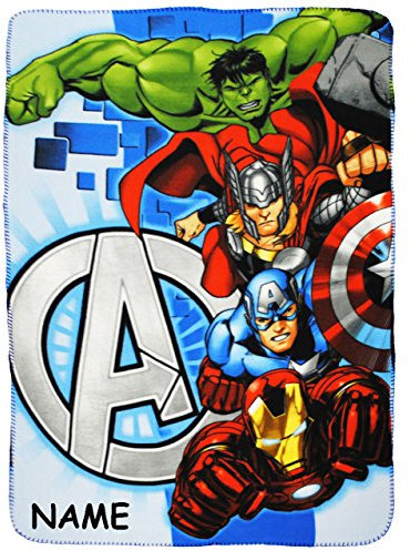 alles-meine.de GmbH The Avenger - Fleecedecke/Kuscheldecke - incl. Name - 100 cm * 140 cm - Decke aus Fleece - für Jungen - Schmusedecke - Captain America/Iron Man - Thor..