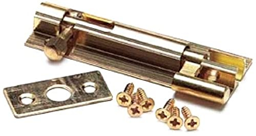 Merriway® BH00768 (2 Pcs) Cranked Swan Neck Surface Slide Door Bolt, 50 mm (2 inch) Brass - Pack of 2 Pieces