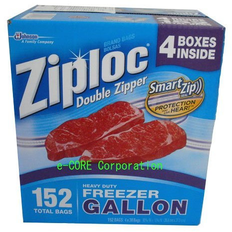 Ziploc 152 Pieces Frozen Bags (4x38), Double Zipper, Clear, Food Storage, 4.76 pounds, Reusable, Imported