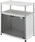 Convenience Concepts Designs2Go TV avec Meuble de Rangement en Verre Noir et étagère, Portes trempé et placage mélaminé en Bois, Blanc