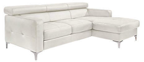 Mivano Ecksofa Sammy, Schlafsofa in Lederimitat mit Bettkasten und Kopfteilverstellung, 227 x 74 x 187, Kunstleder, weiß