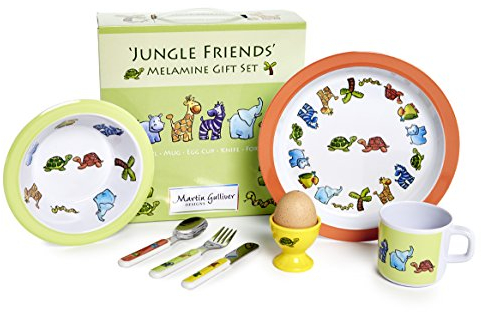 Jungle Friends - Juego de regalo de melamina de 7 piezas