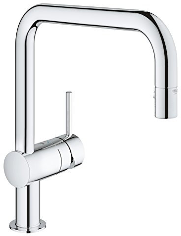 GROHE Minta |Küchenarmaturen - Einhand-Spültischbatterie, DN 15 |Schwenkbereich 360°, herausziehbare Spülbrause | chrom |32322000