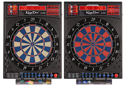 Kings Dart Elektronische Dartscheibe Profi Turnier JX-2000 | Turnierscheibe inkl. 24 Dartpfeilen | 41 Spiele, über 200 Spielvarianten | Laufschrift + Sound | extra dünner Spider