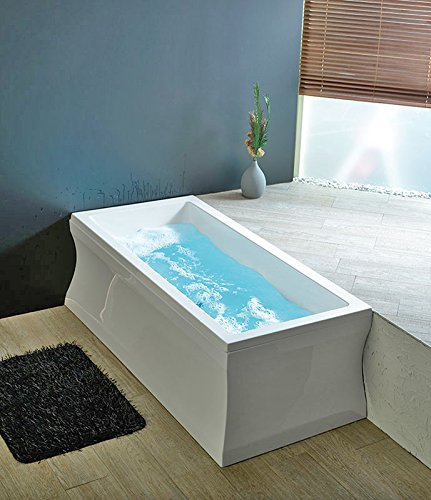 Badewanne KRYSTA 180x80cm mit Wannenschürze, Ablaufgarnitur/Sifon und Wannenfüßen
