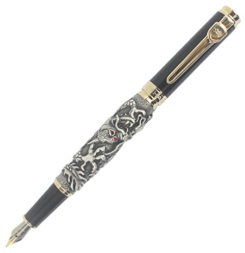 Abcsea Sammelbarer Auspicious Drachen Mittelstock Füllfederhalter - antikes Silber