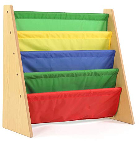 Humble Crew WO593 Kindermöbel - Kinder-Bücherregal aus Holz mit 4 Etagen, Naturfarben/Mehrfarbig