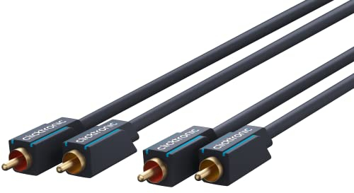 Clicktronic Casual Premium Stereo Audiokabel mit Kupferleiter, Chinch-Kabel Doppelt geschirmt, 24-Karat vergoldete Kontakte, 15m Länge