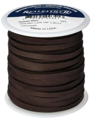 Silver Creek Leather Co Realeather DOS50-0207 Deerskin Leather Lace for Crafts and Jewelry Making, 1/8 x 50', Chocolate, 1-Spool