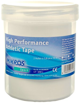 Mikros High Performance Athletic Tape - 2 Rollen-Box (3,8 cm x 10 m), Weiß