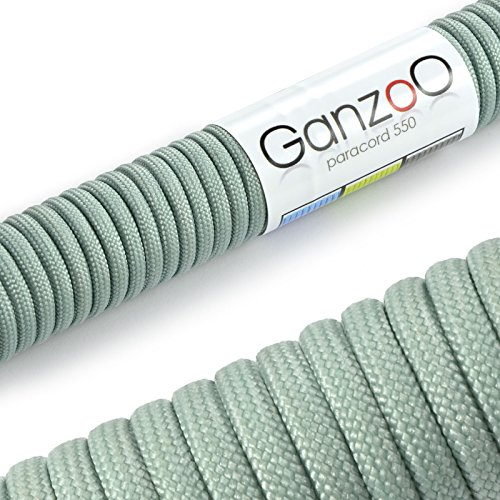 Ganzoo Paracord 550 Seil Silber-Grau 4mm Schnur Typ 3, Nylon & Polyester, ideal für Basteln von Hundeleine Halsband Armband/Camping Survival und Outdoor 30 Meter Allzweckseil 7 Innenstränge