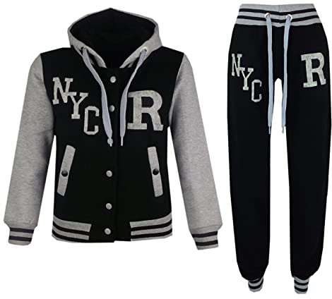 A2Z 4 Kids Unisex Baseball Tracksuit Varsity Hoodie Jogger Outfit Set | Fleece Activewear Ensemble Featuring Contrast Panels For Daily Comfort
