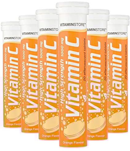120 Vitamin C Orange 1000mg Effervescent Tablets *6 Packs of 20* HIGH Strength