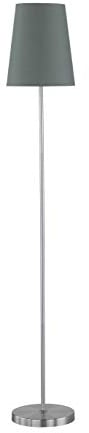 ACTION by WOFI 332901506000, Standleuchte, Serie: Fynn, Farbe: Nickel matt, Farbe (Schirm): grau, 1, 25 x 25 x 150 cm