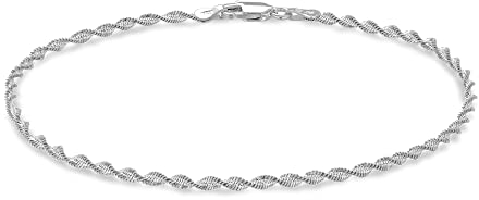 Tuscany Silver Women's Sterling Silver 2.4 mm Twist Herringbone Chain Bracelet of Length 19 cm/7.5 Inch