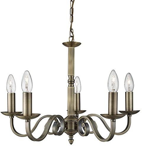 Searchlight Richmond 5 Lamp Ceiling Light Antik Brass 1505-5AB, 300 W, Messing antik