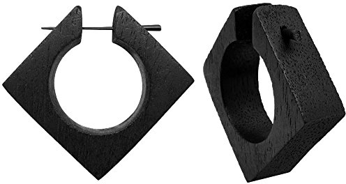 Soul-Cats 1 Paar Holz Holz Creolen Holzohrringe Horn Stift eckig geometrisch Tribal Stern groß braun, Modell 2