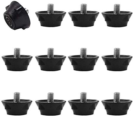 55 Sport Rubber Football Studs For Hard Surfaces - 12 Pack (10mm) - Black
