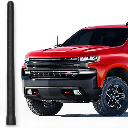 AntennaMastsRus Short Rubber Antenna fits Chevrolet Silverado 1500 (2006-2026), The Original 6 3/4 Inch, Car Wash Proof, Durable EPDM Rubber, Internal Copper Coil for Enhanced Reception