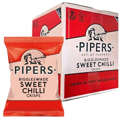 Pipers Biggleswade Sweet Chilli Crisps 40g x 24 Packs. Gluten Free